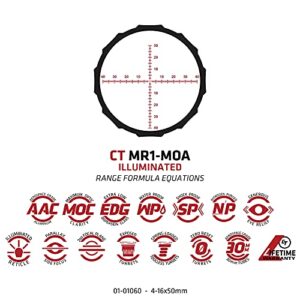 Crimson Trace Hardline Pro 4-16x50mm Riflescope with SFP, Illuminated MR1-MOA Reticle, Zero Stop, Lightweight Solid Construction, Scope Caps and Lens Cloth for Hunting, Shooting and Outdoor