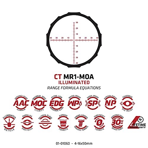 Crimson Trace Hardline Pro 4-16x50mm Riflescope with SFP, Illuminated MR1-MOA Reticle, Zero Stop, Lightweight Solid Construction, Scope Caps and Lens Cloth for Hunting, Shooting and Outdoor