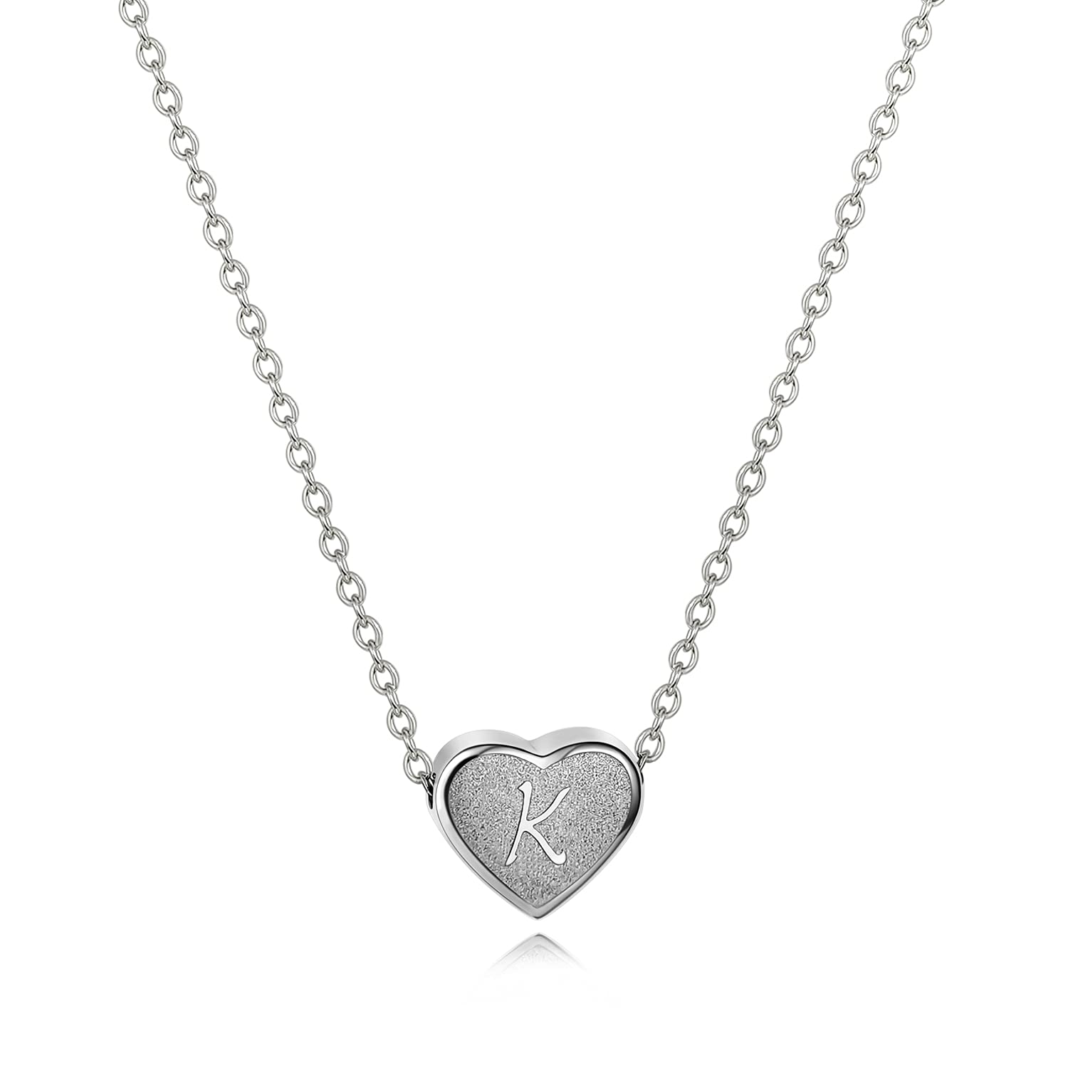 PORPI-JOJO Letter K Necklaces For Girls Kids Jewelry For Girls 8-12 Little Girls Jewelry Ages 6-8 Silver Initial Heart Necklace For Girls