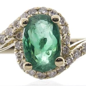 Gin & Grace 10K Yellow Gold Natural Emerald & Natural Diamond (I1,I2) Engagement Eternity Propose Promise Ring for Women