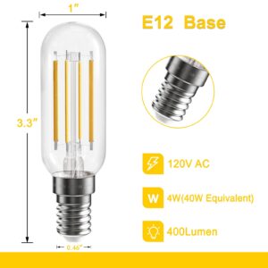 SHINESTAR 8-Pack E12 LED Bulb, 40 Watt Equivalent, 2700K Soft White, Candelabra Base, T6 Edison Light Bulbs, Dimmable