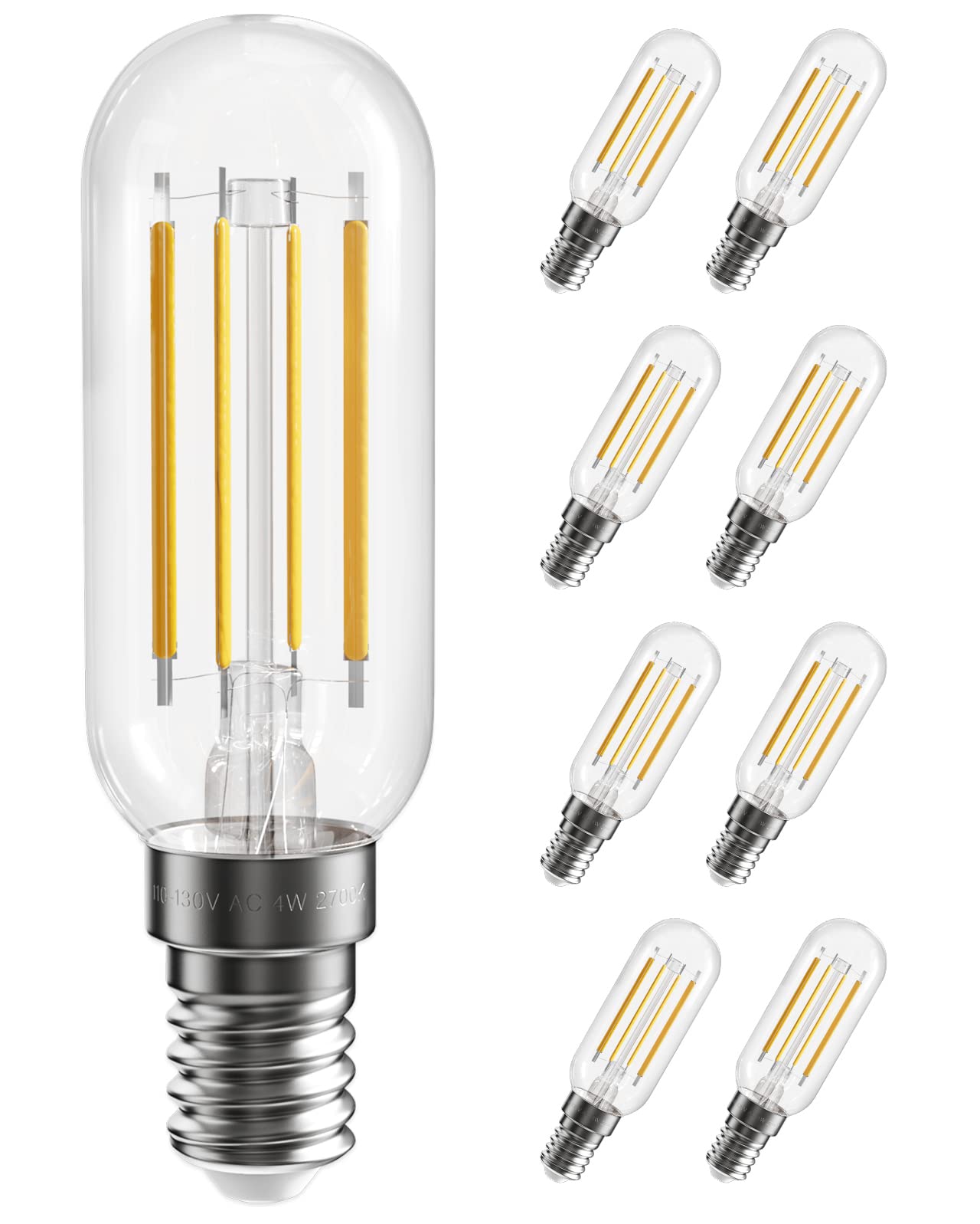 SHINESTAR 8-Pack E12 LED Bulb, 40 Watt Equivalent, 2700K Soft White, Candelabra Base, T6 Edison Light Bulbs, Dimmable