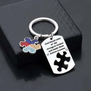 WSNANG Autism Awareness Jewelry Autistic Support Proud Autism Aunt Grandma Gift God Found Some of The Strongest Women And Made Them Autism Aunt/Grandma Keychain (Autism Grandma)