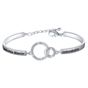 LQRI Leukemia Awareness Bracelet Leukemia Survivor Gift Leukemia Warrior Unbreakable Bracelet Cancer Fighter Gift For Women(silver-Leukemia)