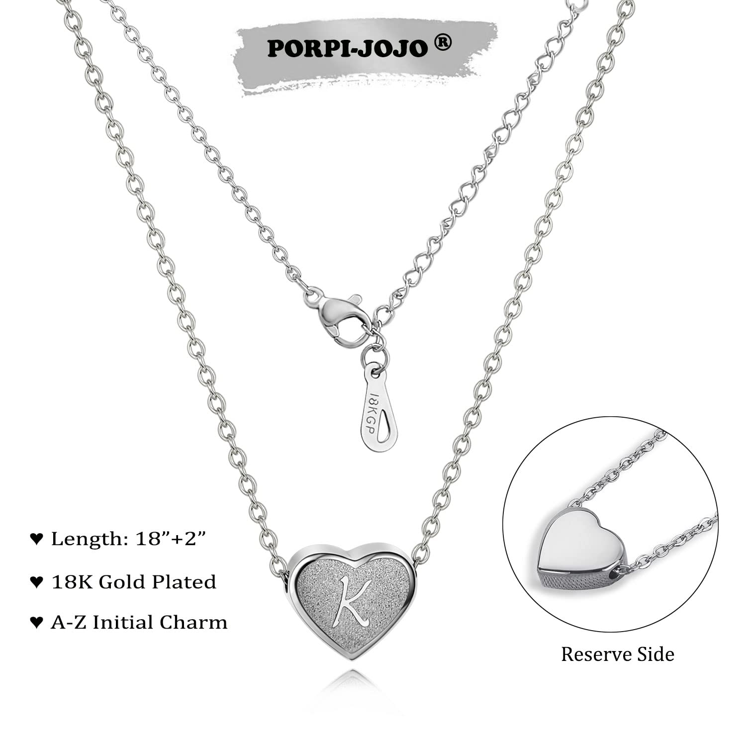 PORPI-JOJO Letter K Necklaces For Girls Kids Jewelry For Girls 8-12 Little Girls Jewelry Ages 6-8 Silver Initial Heart Necklace For Girls