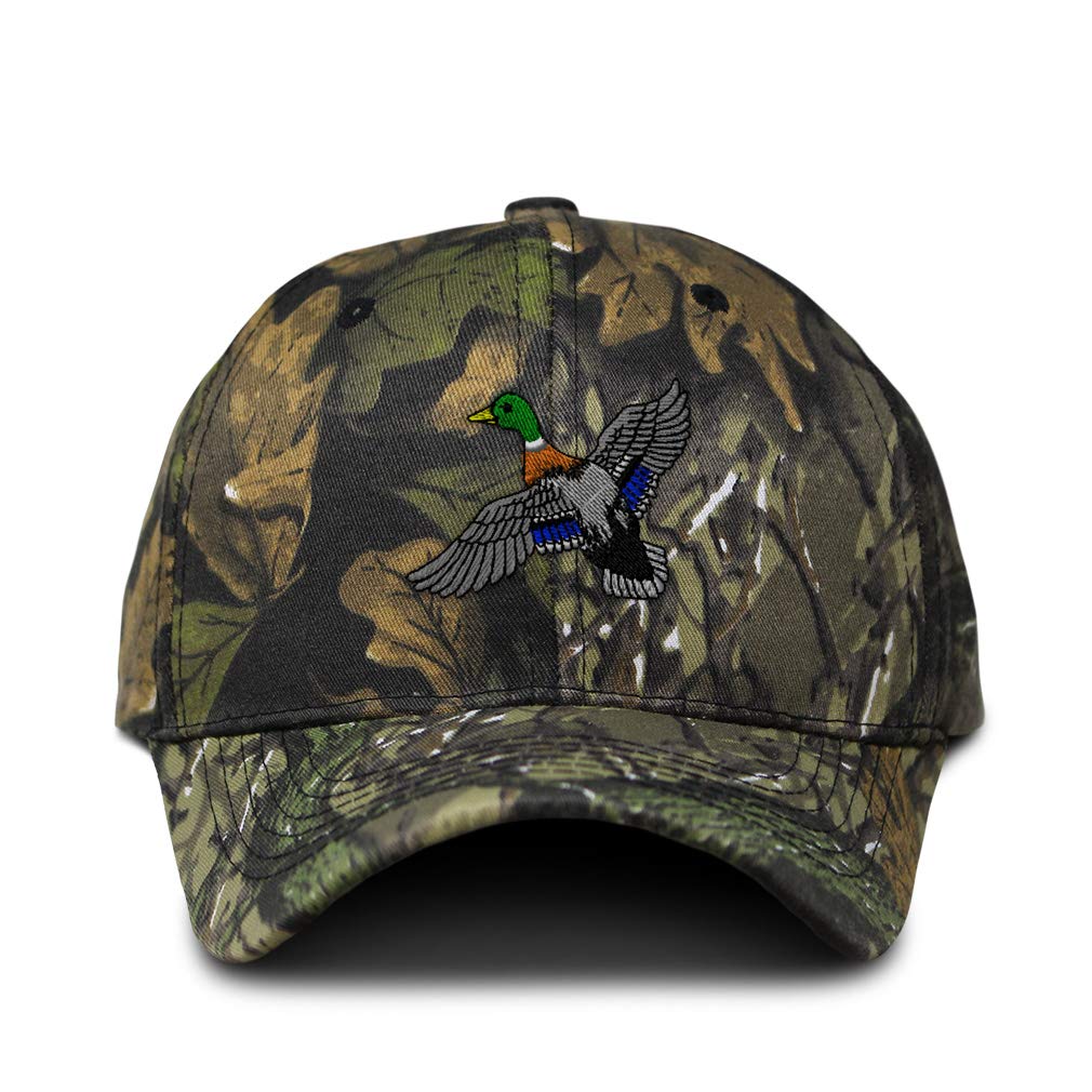 Camo Baseball Cap Animal Wildlife Bird Duck Mallard B Cotton Hunting Dad Hats for Men & Women Strap Closure Forest Tree Green Design Only