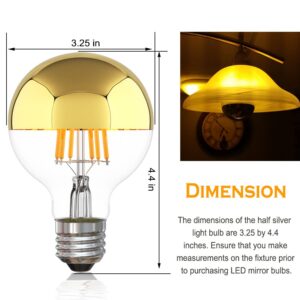 ARGANOL Half Gold Light Bulb 6W (60 Watt Equivalent), Dimmable Gold Tipped Light Bulb, G25/ G80 Globe Shape 2700K Warm White Decorative LED Edison Bulb, E26 Base Pack of 4