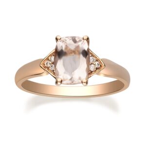 Gin & Grace 10K Rose Gold Genuine Morganite & Natural Diamond Engagment Promise Propose Promise Ring for Women