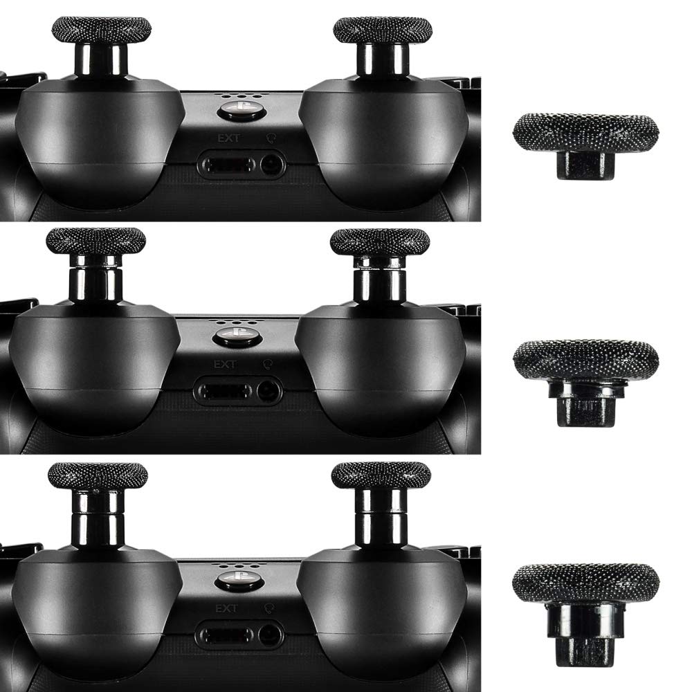 eXtremeRate Black Plastic Bottom Removable Thumbstick Joystick for PS5 for PS4 All Model Controller, Replacement Parts Adjustable Height Analog Thumb Stick for Xbox One S X Elite Controller