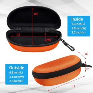 3 Pack Sunglasses Case Portable Travel Zipper Eyeglasses Case Hook With Cleaning Cloth (B-red+blue+orange)