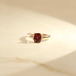 Gin & Grace 10K Rose Gold Purplish Pink Natural Garnet Diamond Ring (I1) with Daily Work Wear Jewelry for Women Gifts for Her