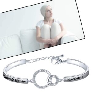 LQRI Leukemia Awareness Bracelet Leukemia Survivor Gift Leukemia Warrior Unbreakable Bracelet Cancer Fighter Gift For Women(silver-Leukemia)