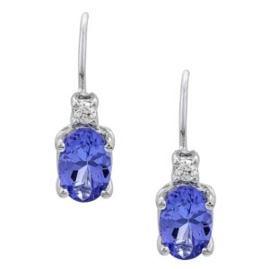 gin & grace 10k white gold natural diamond (i1,i2) & genuine tanzanite lever back earring for women