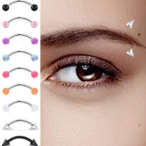 SCERRING 16G Rook Earrings Eyebrow Rings Tragus Helix Daith Cartilage Earrings Lip Ring Barbell Body Piercing Jewelry Retainer 6mm 30PCS Mix Color