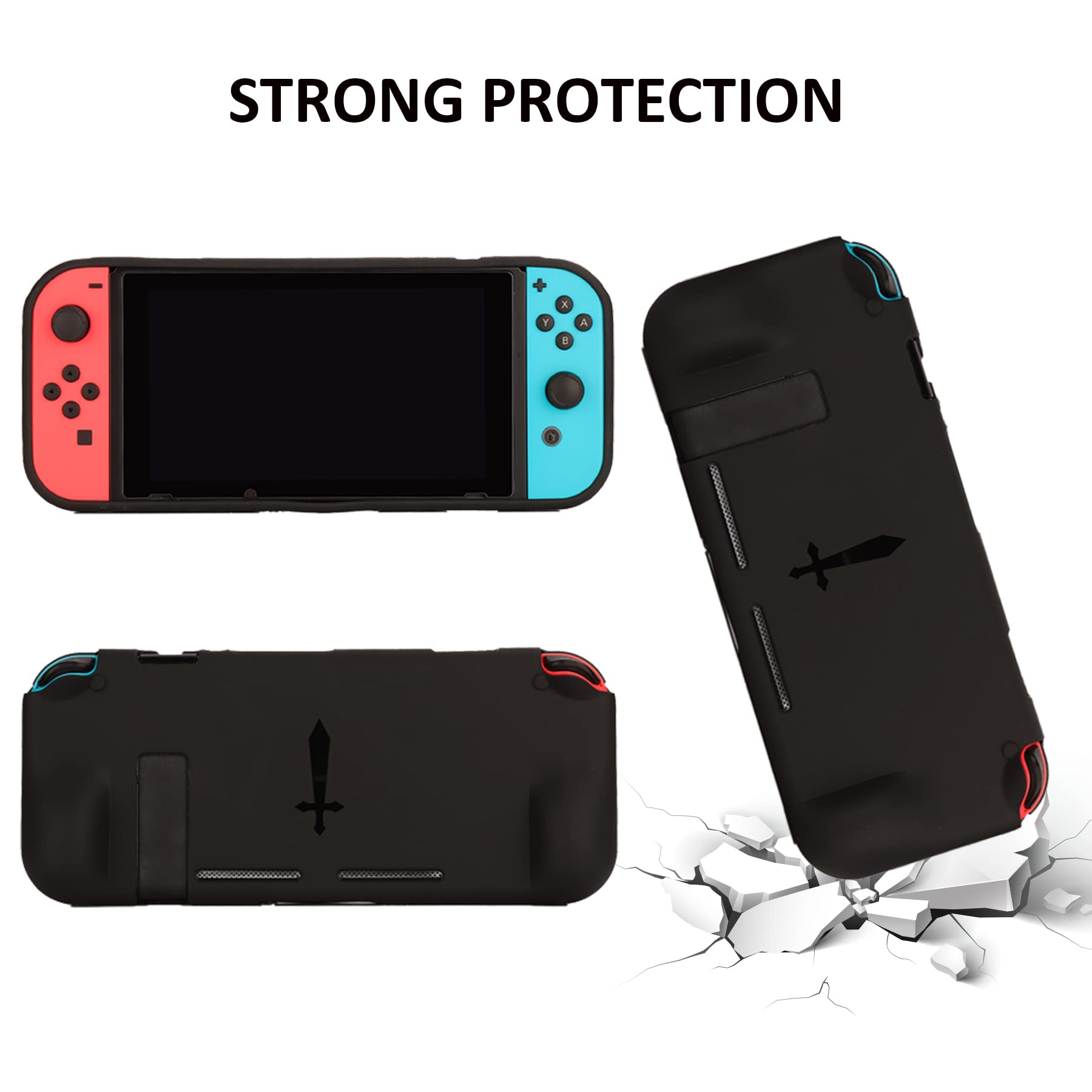 Switch Accessories Bundle for Nintendo Switch Games, Kit with Carrying Case, Steering Wheels, Screen Protectors, Charging Dock, Grips, Caps (23 in 1)