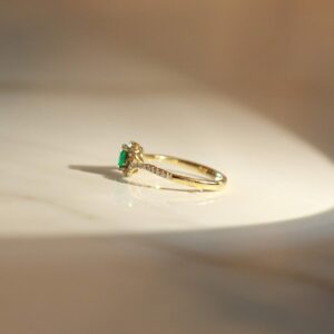 Gin & Grace 10K Yellow Gold Natural Emerald & Natural Diamond (I1,I2) Engagement Eternity Propose Promise Ring for Women