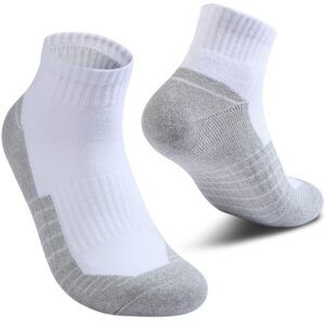 Begrily Cotton Socks for Men Low Cut, Max Cushion Thick Athletic Ankle Mens Sock for Hiking Running Sport Work 6 Pack Color White,Black Size 6-12