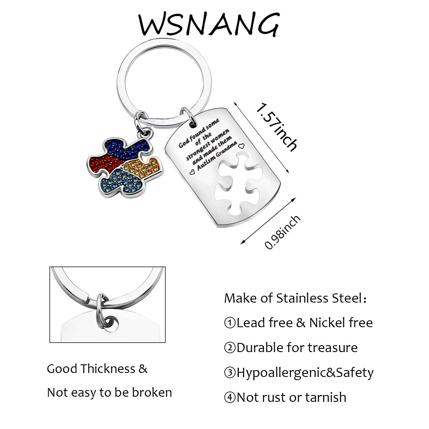 WSNANG Autism Awareness Jewelry Autistic Support Proud Autism Aunt Grandma Gift God Found Some of The Strongest Women And Made Them Autism Aunt/Grandma Keychain (Autism Grandma)