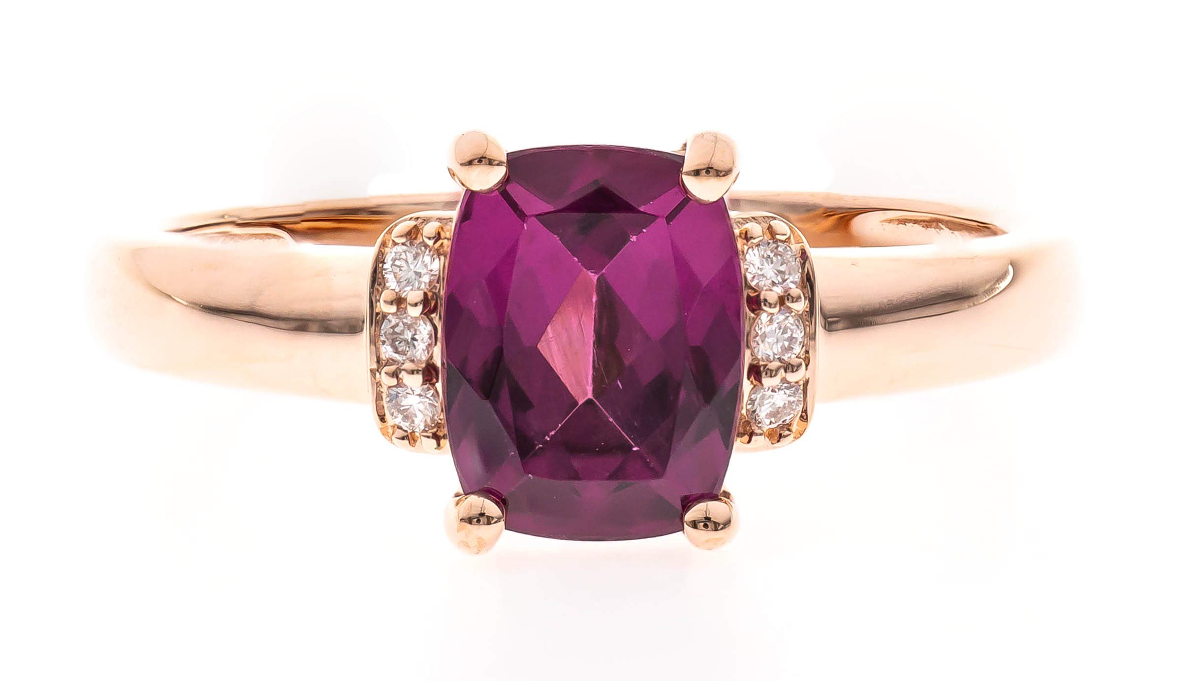 Gin & Grace 10K Rose Gold Purplish Pink Natural Garnet Diamond Ring (I1) with Daily Work Wear Jewelry for Women Gifts for Her