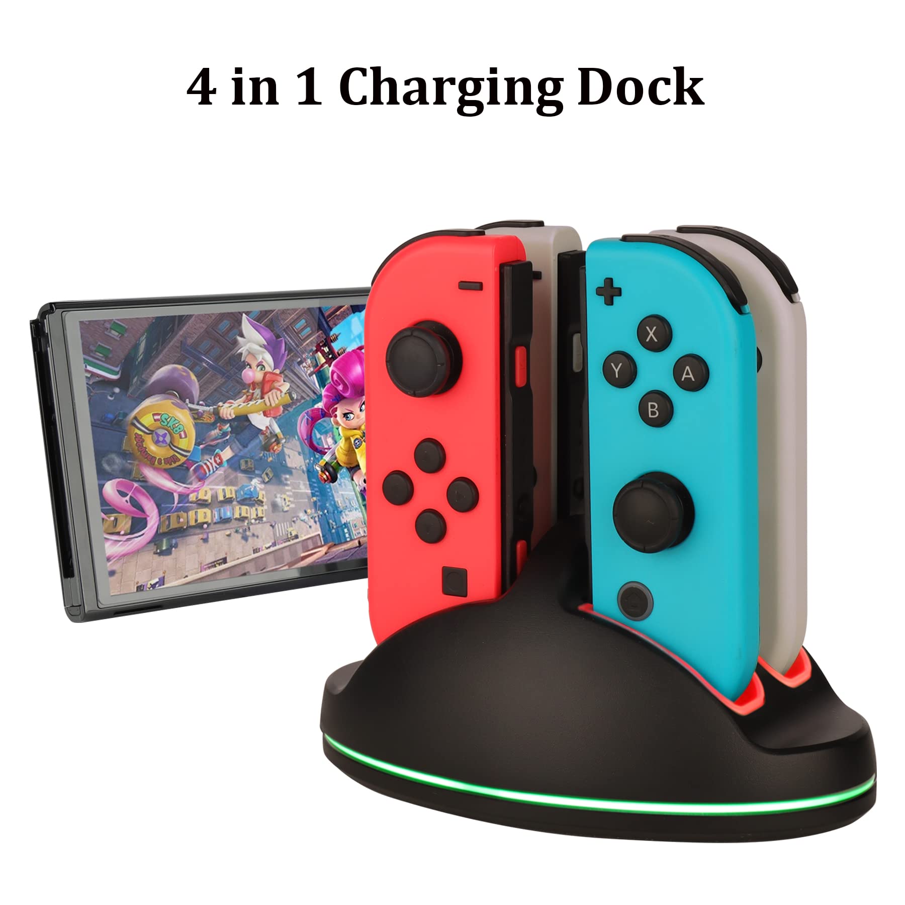 Switch Accessories Bundle for Nintendo Switch Games, Kit with Carrying Case, Steering Wheels, Screen Protectors, Charging Dock, Grips, Caps (23 in 1)