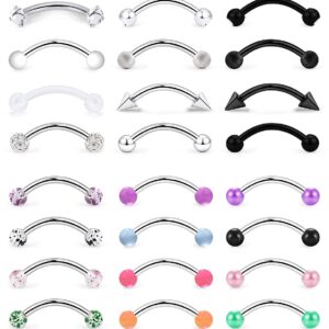 SCERRING 16G Rook Earrings Eyebrow Rings Tragus Helix Daith Cartilage Earrings Lip Ring Barbell Body Piercing Jewelry Retainer 6mm 30PCS Mix Color