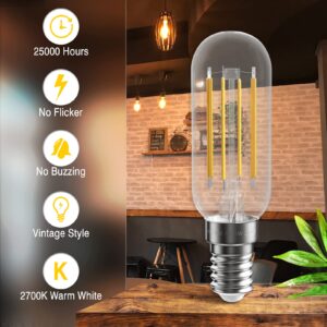 SHINESTAR 8-Pack E12 LED Bulb, 40 Watt Equivalent, 2700K Soft White, Candelabra Base, T6 Edison Light Bulbs, Dimmable