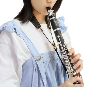 clarinet black neck strap,oboe neck strap,super fiber,zinc alloy hook,musical instruments accessories parts