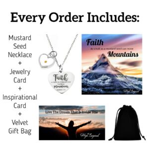 HOPE INSPIRED Real Mustard Seed Necklace Heart Faith Necklace for Women Christian Gifts (Faith Can Move Mountains)