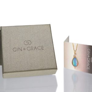 Gin & Grace 10K Rose Gold Natural Opal Diamond (I1,I2) Engagement Propose Promise Ring for Women