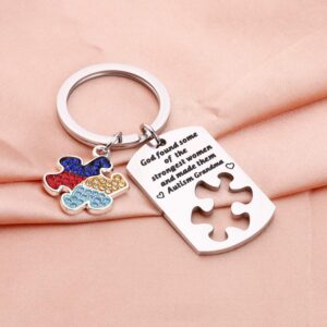 WSNANG Autism Awareness Jewelry Autistic Support Proud Autism Aunt Grandma Gift God Found Some of The Strongest Women And Made Them Autism Aunt/Grandma Keychain (Autism Grandma)