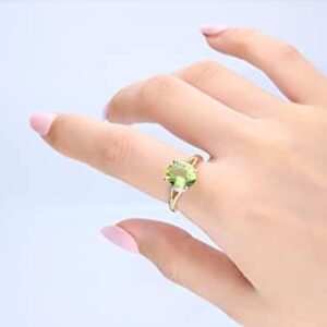 Gin & Grace 10K Yellow Gold Natural Diamond (I1,I2) & Peridot Ring for Women Jewelry Gifts