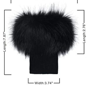 LA CARRIE Women Faux Fur Plush Leg Warmers Short Furry Fuzzy Leg Cuffs Girls Winter Knitted Boot(Black)