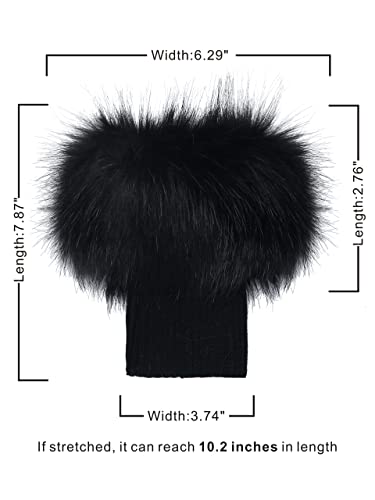 LA CARRIE Women Faux Fur Plush Leg Warmers Short Furry Fuzzy Leg Cuffs Girls Winter Knitted Boot(Black)