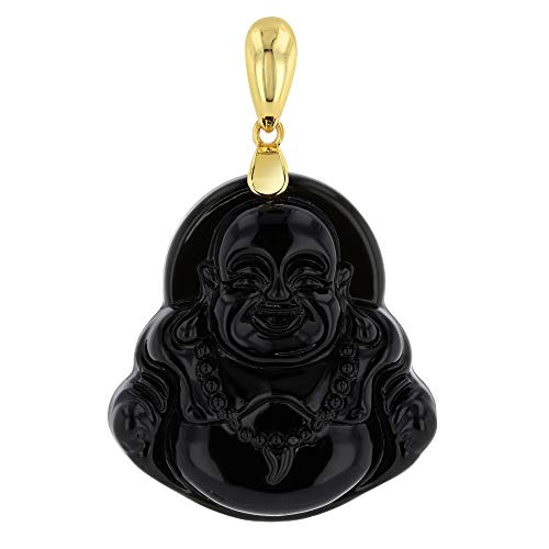 Shop-iGold Happy Laughing Buddha Black Jade Pendant, Genuine Certified Grade A Jadeite Jade Hand Crafted, Buddha Medallion, Buddha charm, Buddha Pendant, Good Luck Black Jade statue pendant