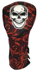 readygolf skull & roses all-over embroidered driver headcover