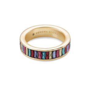 Kendra Scott Jack Gold Band Ring in Multi Crystal, Size 7