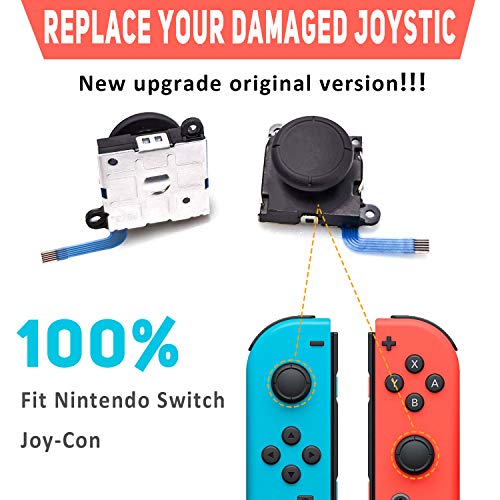 Joycon Joystick Replacement 4 Pack for Fix Drift Nintendo Switch Joy-Con Controller & Switch Lite Joystick Replacement Left/Right Analog Thumb Stick, Metal Latch, Include Y1.5 Screwdrivers