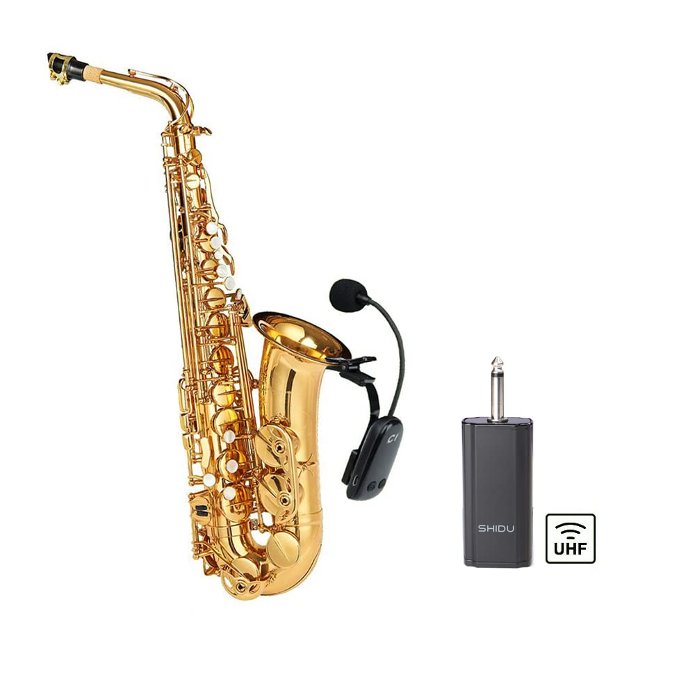 Wireless Saxophone Microphone UHF for Musical Instruments Speaker Voice Amplifier with Receiver Clip Professional Orchestra Trumpet Saxo HiFi Megaphone Condenser Portable Handheld Mini Mic