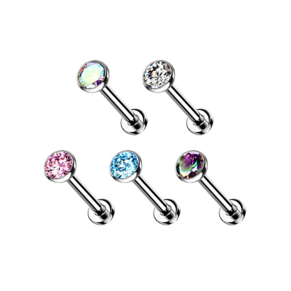 Pierced Owl 20G Extra Petite 6mm Barbell Implant Grade Titanium Threadless Push-in 2mm Crystal Flat Back Stud (Aurora Borealis)