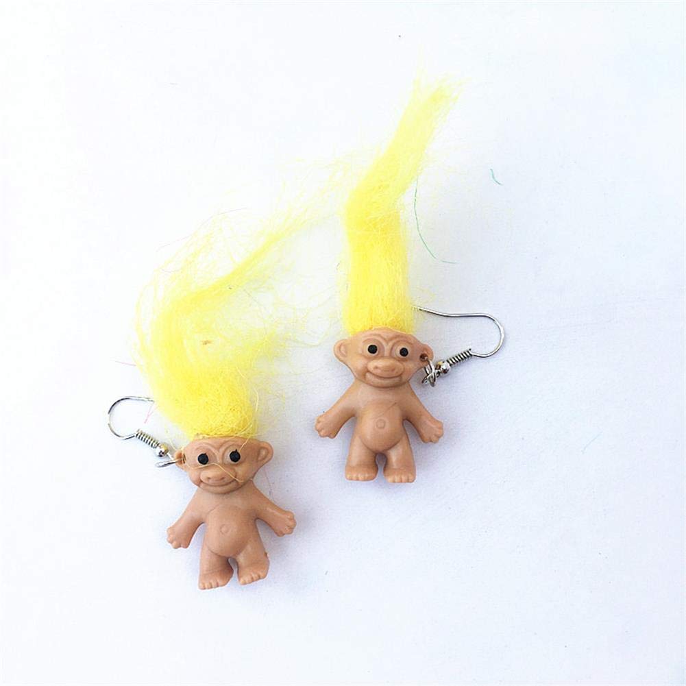 Handmade Ugly Doll Earrings Resin Cool Nostalgic Pendant Dangle Earring Funny Crazy Cartoons Drop Earrings for Women Punk Exaggerated Creative Jewelry(A）