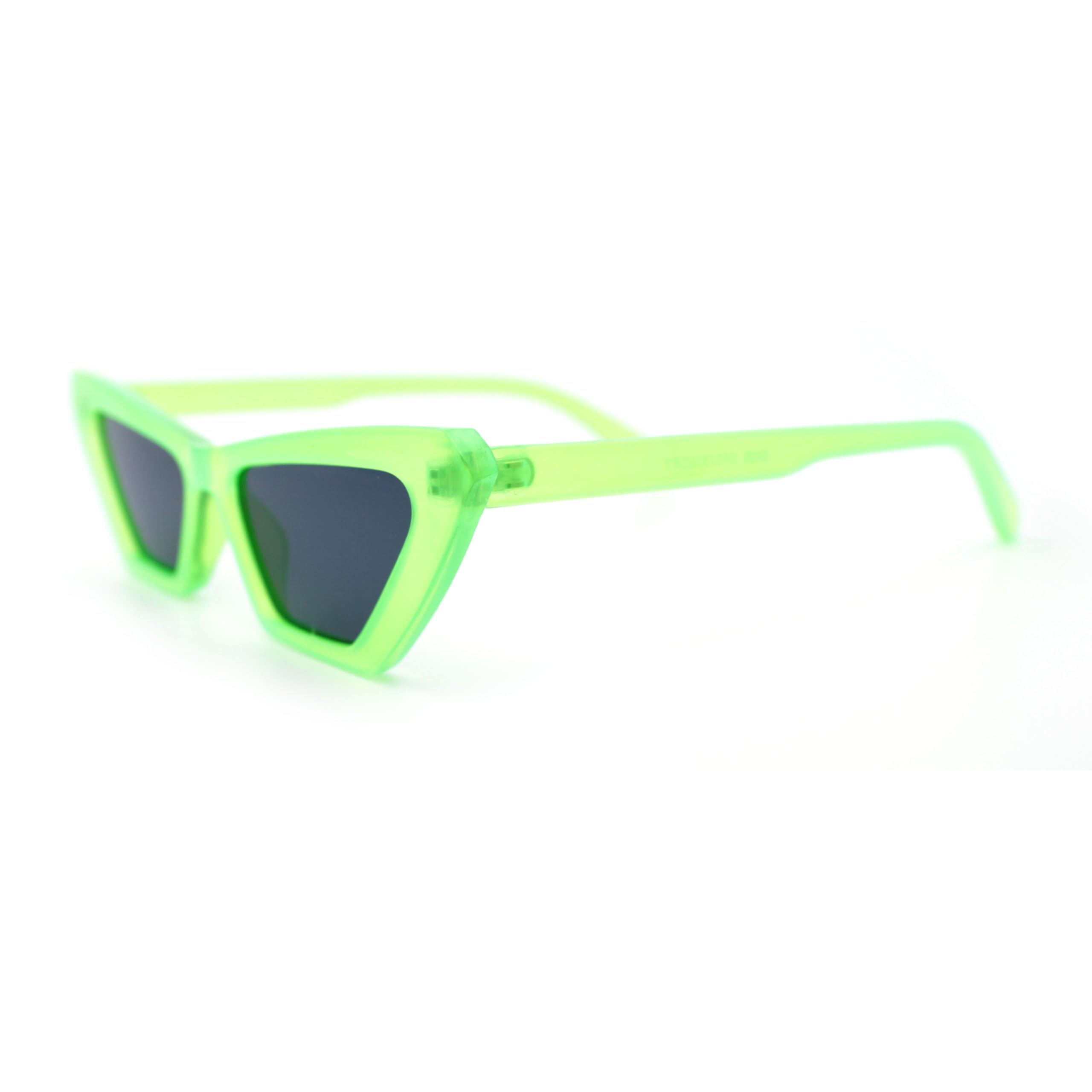 SA106 Womens Neon Pop Color 80s Squared Cat Eye Sunglasses (Green Black)