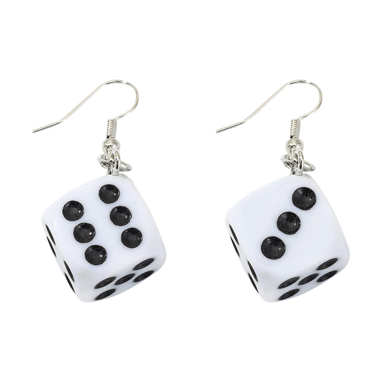 2 Pairs Dice Earring Contracted Sieve Disco Dancing Earrings Funny Cube Dice Casino Drop Earrings