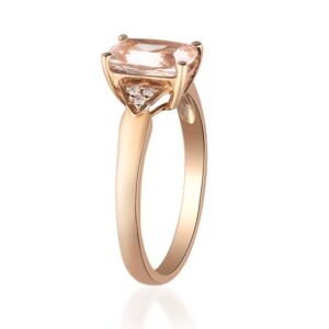 Gin & Grace 10K Rose Gold Genuine Morganite & Natural Diamond Engagment Promise Propose Promise Ring for Women