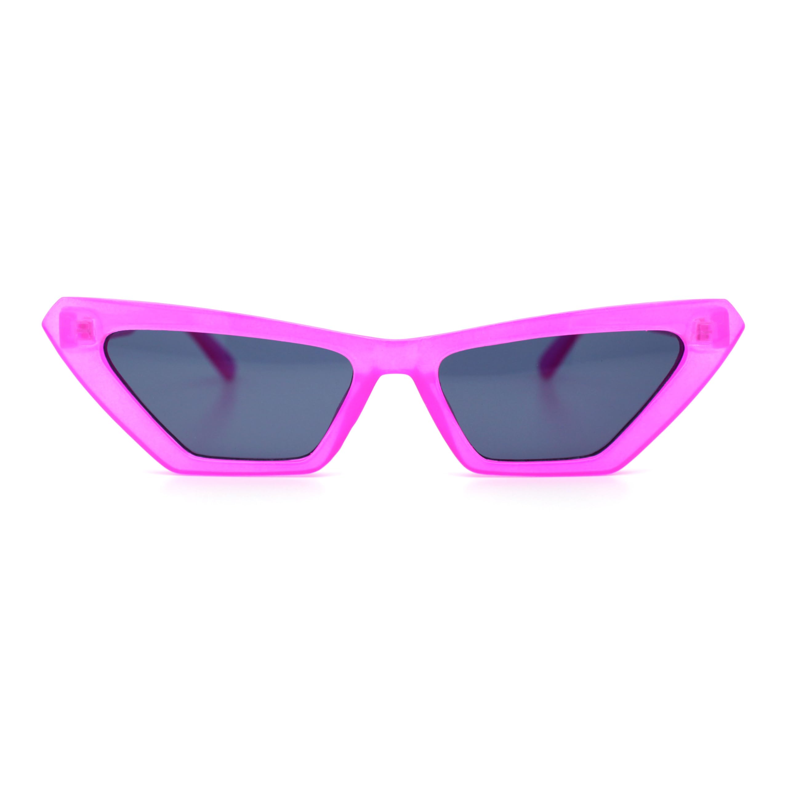 SA106 Womens Neon Pop Color 80s Squared Cat Eye Sunglasses (Pink Black)