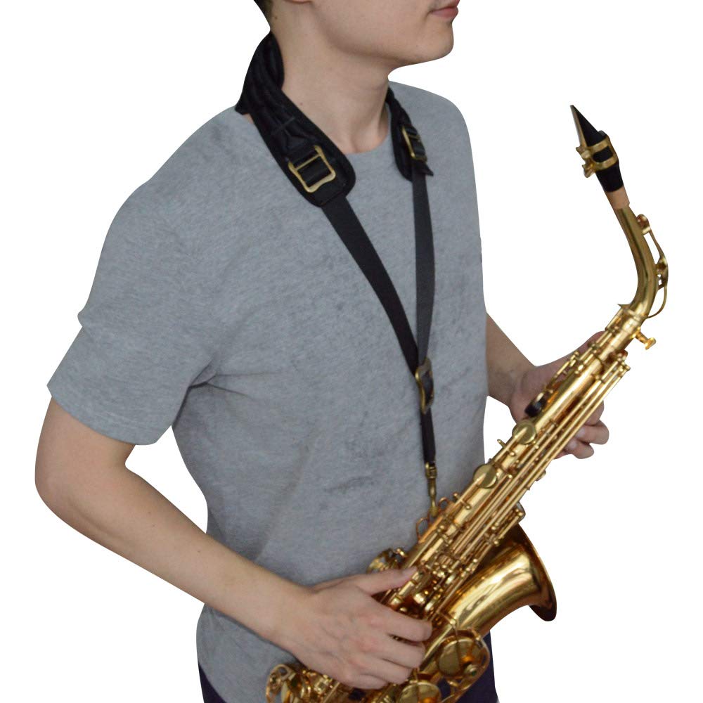 adorence Padded Saxophone Neck Strap - Comfortable Sax Strap with Breathable, Removable & Washable Neck Strap Cushion - H04 Black