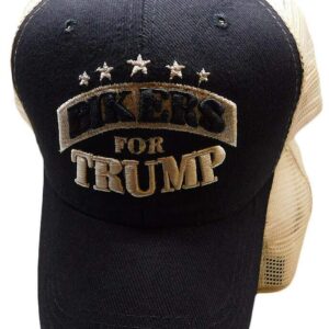 Bikers for Trump Black Khaki Mesh Trucker Cotton Embroidered Hat Cap