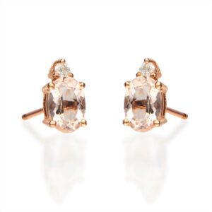 Gin & Grace 10K Rose Gold Genuine Morganite Earrings for women | Ethically, authentically & organically sourced (Oval-cut) shaped Morganite hand-crafted jewelry for her | Morganite Earrings for women