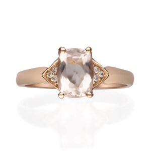 gin & grace 10k rose gold genuine morganite & natural diamond engagment promise propose promise ring for women