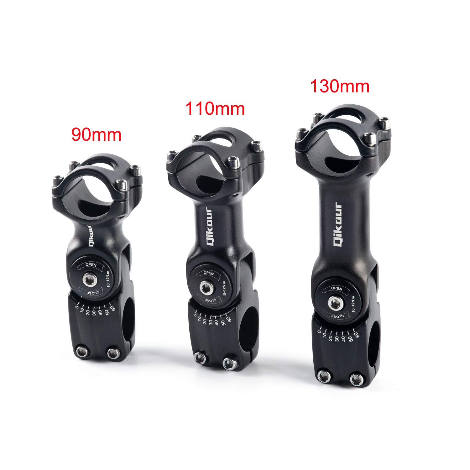 Bike Stem Adjustable 60 Degree 31.8mm (1-1/4") / 25.4mm (1") Handlebar Stem for MTB, Road Bike, Fits Standard 28.6mm (1-1/8") Steering Tube (31.8 x 130mm, 31.8mm Handlebar & 28.6mm Steering Tube)