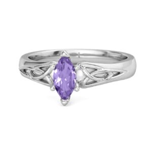 celtic 0.25 cts amethyst ring 925 sterling silver trinity knot band design ring (white gold plated sterling-silver, 9.5)